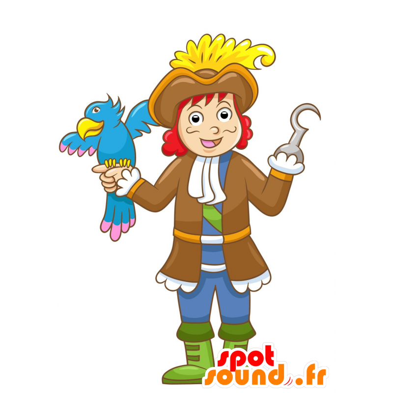 Mascota del pirata en traje azul y marrón - MASFR029688 - Mascotte 2D / 3D