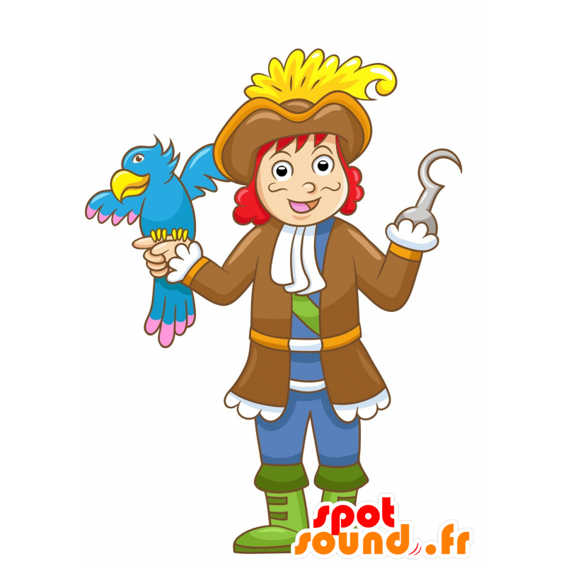 Mascotte de pirate en tenue bleu et marron - MASFR029688 - Mascottes 2D/3D