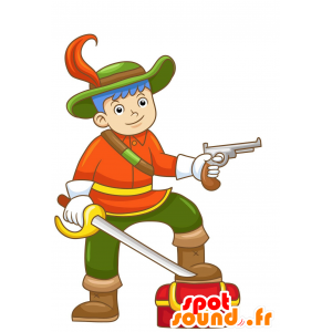 Soldato della mascotte tempo di mantenimento rosso e verde - MASFR029689 - Mascotte 2D / 3D