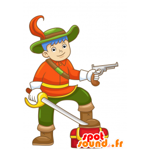 Mascotte de soldat en tenue d'époque rouge et verte - MASFR029689 - Mascottes 2D/3D