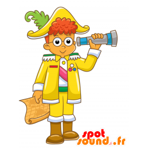 Captain μασκότ, ντυμένος με ένα κομψό ντύσιμο, κίτρινο - MASFR029691 - 2D / 3D Μασκότ