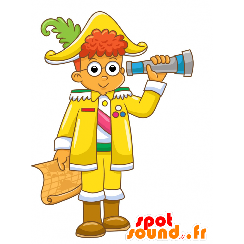 Mascotte de capitaine, habillé d'une tenue élégante, jaune - MASFR029691 - Mascottes 2D/3D