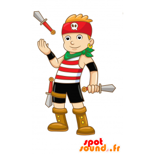 Colorful pirate mascot, in traditional dress - MASFR029692 - 2D / 3D mascots