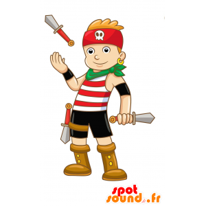 Fargerik pirat maskot, i tradisjonell kjole - MASFR029692 - 2D / 3D Mascots