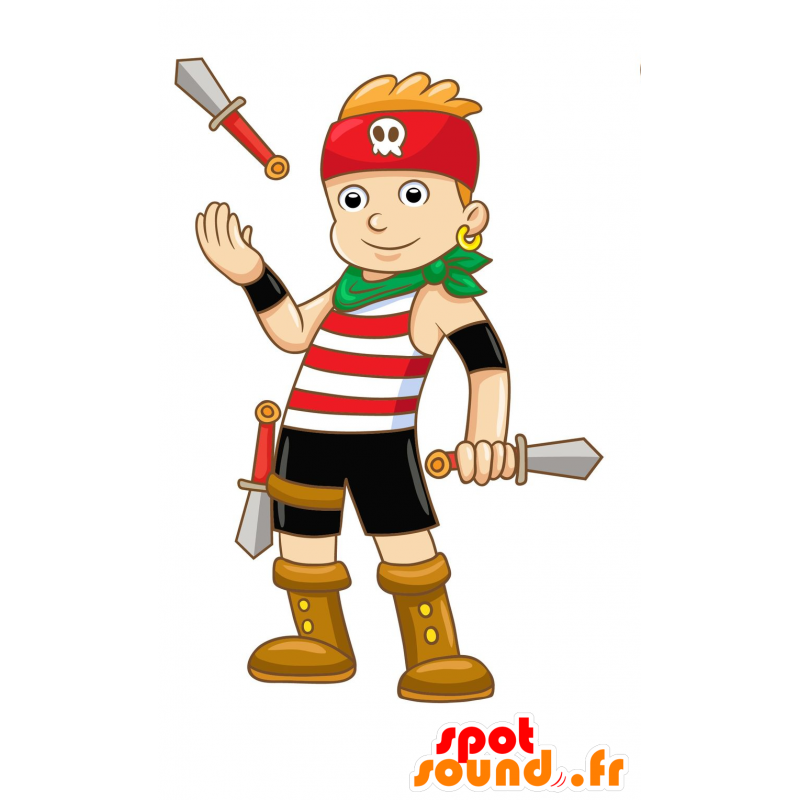 Kleurrijk piraat mascotte, in traditionele kleding - MASFR029692 - 2D / 3D Mascottes