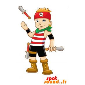 Mascotte pirata colorato, in abiti tradizionali - MASFR029692 - Mascotte 2D / 3D