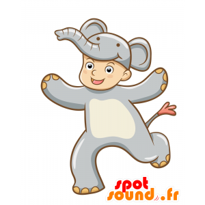 Mascotte travestito da bambino elefante. elefante mascotte - MASFR029694 - Mascotte 2D / 3D