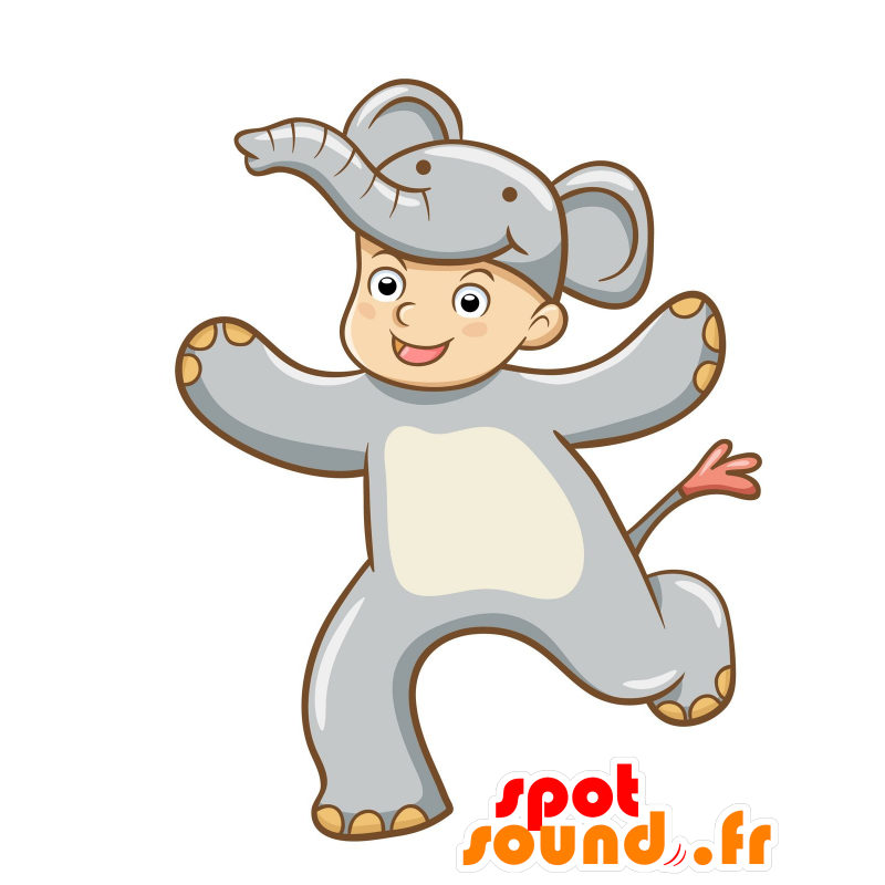 Mascot disguised as elephant child. elephant mascot - MASFR029694 - 2D / 3D mascots