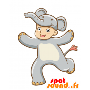 Mascotte travestito da bambino elefante. elefante mascotte - MASFR029694 - Mascotte 2D / 3D
