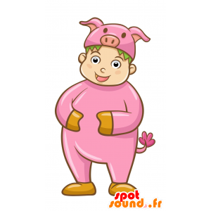 La mascota del cerdo de color rosa y marrón, lindo y colorido - MASFR029695 - Mascotte 2D / 3D
