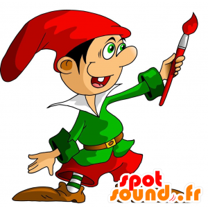 Dwarf mascot, leprechaun dressed in green and red - MASFR029699 - 2D / 3D mascots