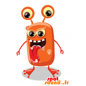 Oranssi hirviö maskotti, jossa on neljä silmät - MASFR029707 - Mascottes 2D/3D