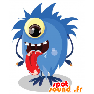 Mascot blaues Monster mit einem prall Auge - MASFR029708 - 2D / 3D Maskottchen