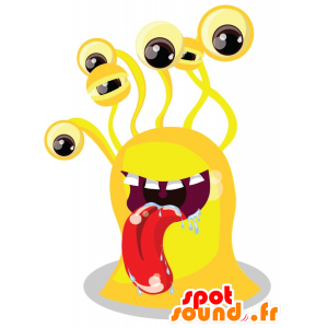 Mascotte de monstre jaune, très rigolo - MASFR029711 - Mascottes 2D/3D