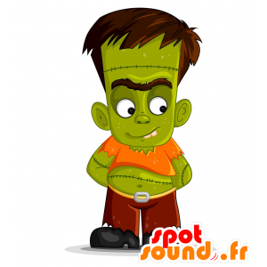 Mascot of the Frankenstein monster. green monster - MASFR029713 - 2D / 3D mascots