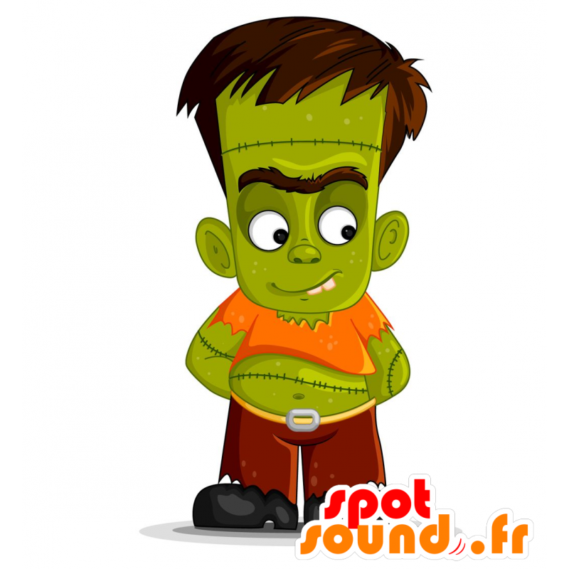 Mascot of the Frankenstein monster. green monster - MASFR029713 - 2D / 3D mascots