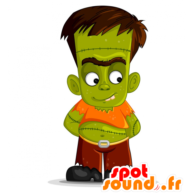 Mascot av Frankenstein monster. green monster - MASFR029713 - 2D / 3D Mascots