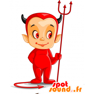 Diablo rojo de la mascota con pequeños cuernos - MASFR029716 - Mascotte 2D / 3D