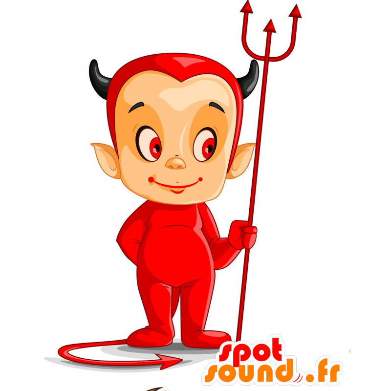 Mascot diabo vermelho com chifres pequenos - MASFR029716 - 2D / 3D mascotes