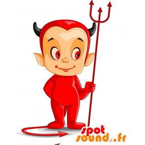 Diablo rojo de la mascota con pequeños cuernos - MASFR029716 - Mascotte 2D / 3D