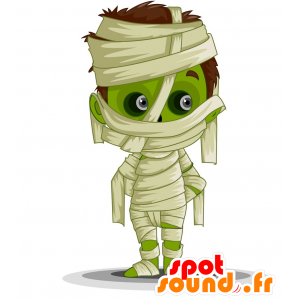 Grøn og hvid mumie maskot - Spotsound maskot kostume
