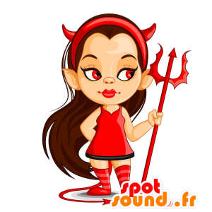Mascot diabo vermelho. Mascot diablotine - MASFR029720 - 2D / 3D mascotes