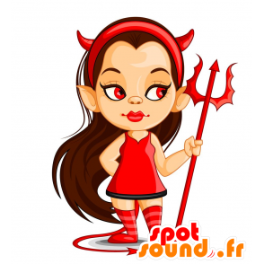 Mascotte de diable rouge. Mascotte de diablotine - MASFR029720 - Mascottes 2D/3D