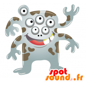 Gris de la mascota del monstruo y marrón, gigante y divertido - MASFR029723 - Mascotte 2D / 3D