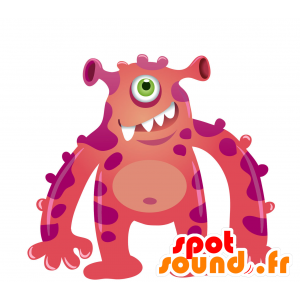 Moteado mascota del muñeco de nieve de color rosa púrpura - MASFR029724 - Mascotte 2D / 3D