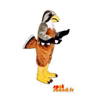 Mascot grijze vogel, bruin, zwart en wit - MASFR007488 - Mascot vogels