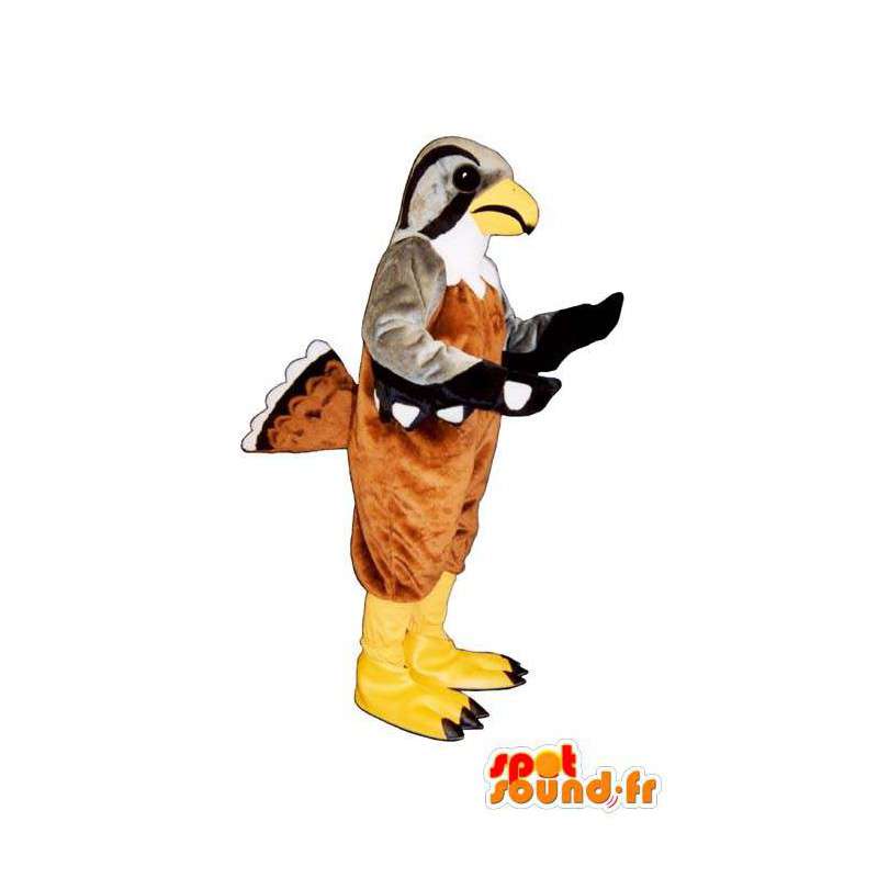 Mascot grijze vogel, bruin, zwart en wit - MASFR007488 - Mascot vogels