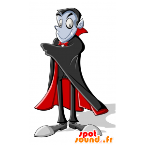 Vampyr maskot med en stor rød og sort kappe - Spotsound maskot