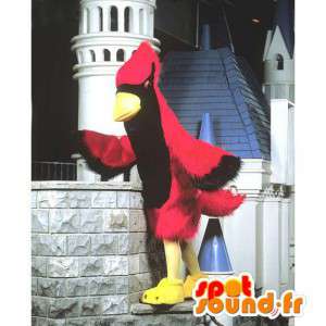 Mascot pájaro rojo y negro. Águila de vestuario - MASFR007489 - Mascota de aves