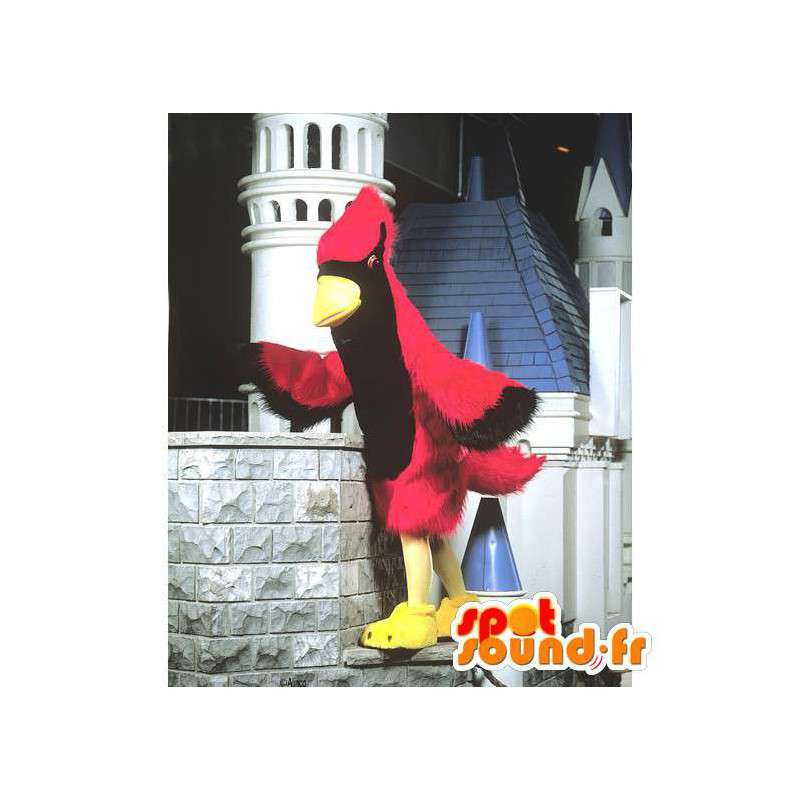 Röd och svart fågelmaskot. Eagle kostym - Spotsound maskot