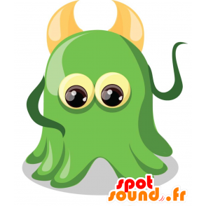 Groene monster mascotte met gele horens - MASFR029736 - 2D / 3D Mascottes