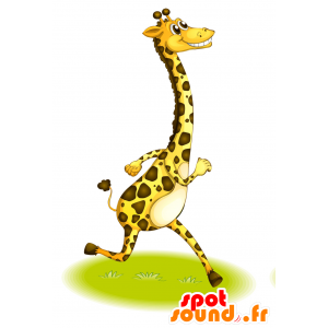 Maskot gul og brun giraf, meget realistisk - Spotsound maskot