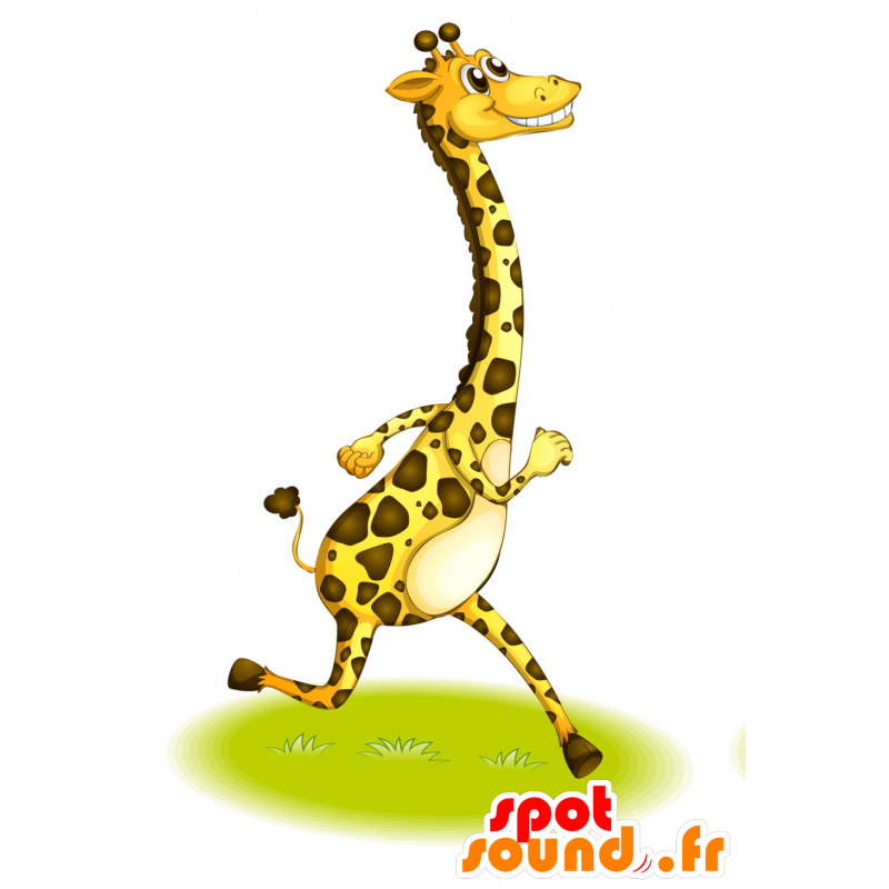 Mascotte giallo e marrone giraffe, molto realistico - MASFR029744 - Mascotte 2D / 3D