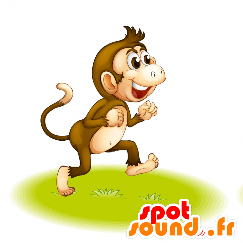 Mascota del mono marrón y beige, lindo, peludo - MASFR029746 - Mascotte 2D / 3D