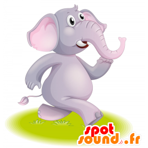 Mascotte grigio e elefante rosa, molto realistico - MASFR029747 - Mascotte 2D / 3D