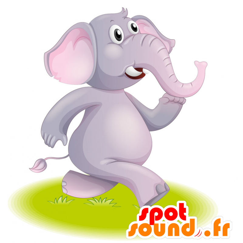 Μασκότ γκρι και ροζ ελέφαντα, πολύ ρεαλιστικό - MASFR029747 - 2D / 3D Μασκότ