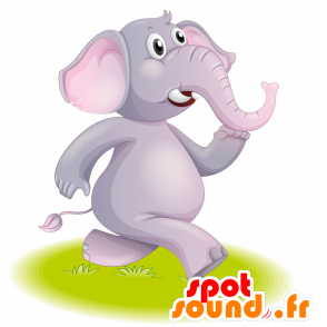 Gris de la mascota y el elefante rosa, muy realista - MASFR029747 - Mascotte 2D / 3D