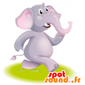 Mascotte d'éléphant gris et rose, très réaliste - MASFR029747 - Mascottes 2D/3D