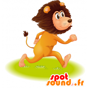 Arancio e marrone mascotte leone con una grande criniera - MASFR029749 - Mascotte 2D / 3D
