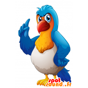 Mascot blauwe papegaai, geel en wit - MASFR029752 - 2D / 3D Mascottes
