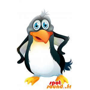 Mascotte d'oiseau noir et blanc, très beau et réaliste - MASFR029753 - Mascottes 2D/3D