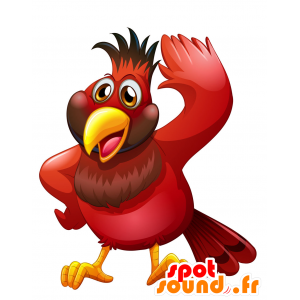 Mascota del pájaro tropical rojo y amarillo - MASFR029755 - Mascotte 2D / 3D