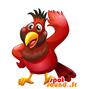 Mascotte d'oiseau tropical rouge et jaune - MASFR029755 - Mascottes 2D/3D