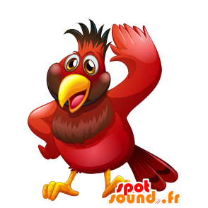 Rød og gul tropisk fuglemaskot - Spotsound maskot kostume