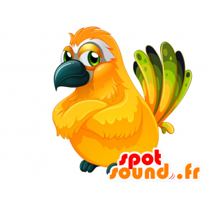 Tropisk fågelmaskot, gul och grön - Spotsound maskot