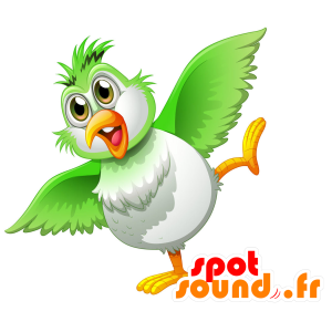Grön och vit fågelmaskot som ser rolig ut - Spotsound maskot